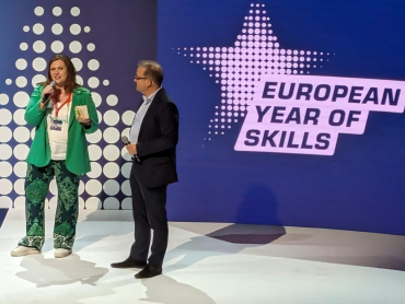 Juergen Siebel (Cedefop) and Manuela Prina (ETF) at the European Year of Skills closing event