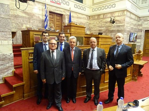 Left to right: Cedefop's K. Pouliakas, J. Calleja, G. Paraskevaidis, Education Issues Committee chair S. Taliadouros, Cedefop's L. Zahilas and L. Tosounidis