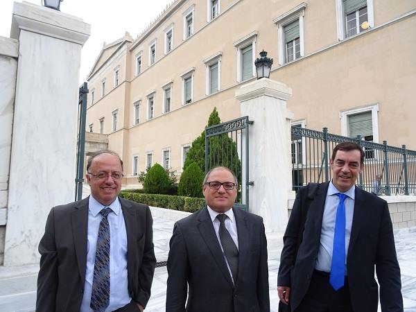 Left to right: Cedefop's L. Zahilas, J. Calleja and G. Paraskevaidis