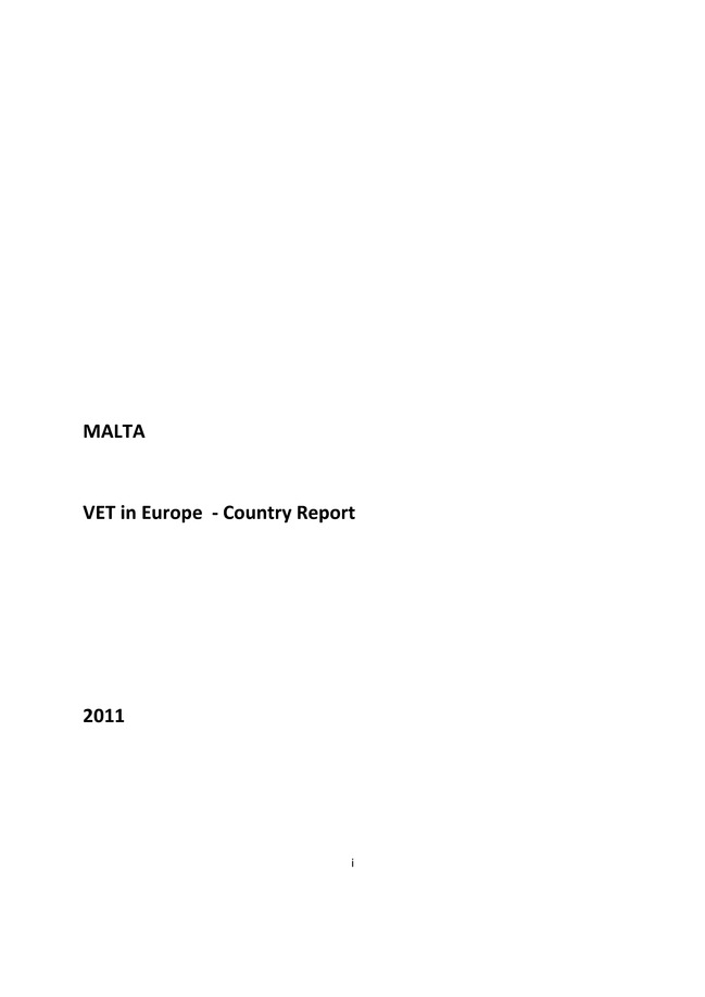 Malta: VET in Europe: country report 2011