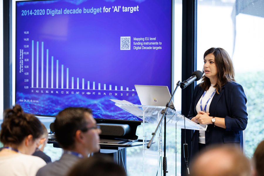 A person giving a presentation to a group of people