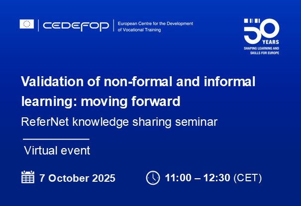Banner of event: Validation of non-formal and informal learning: moving forward